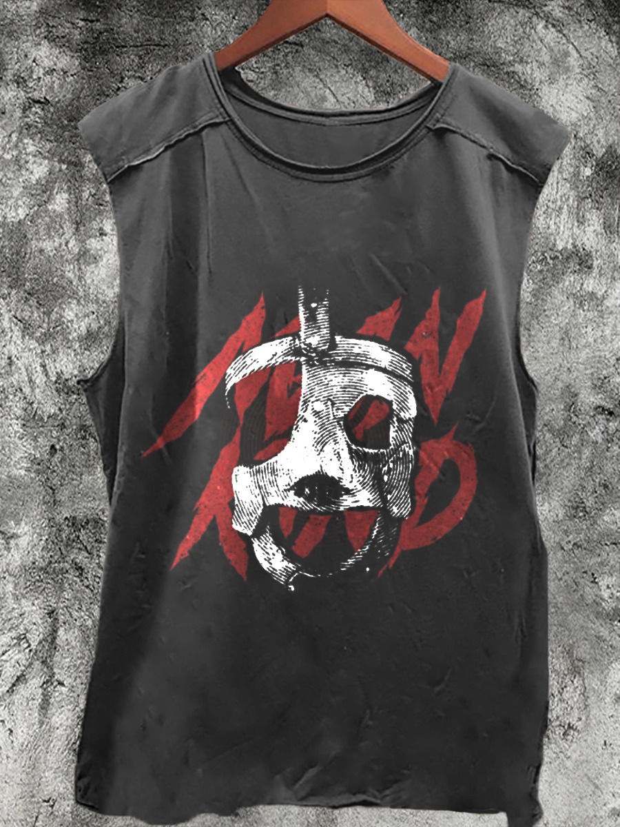 Mankind Mask Print 100% Cotton Casual Tank Top