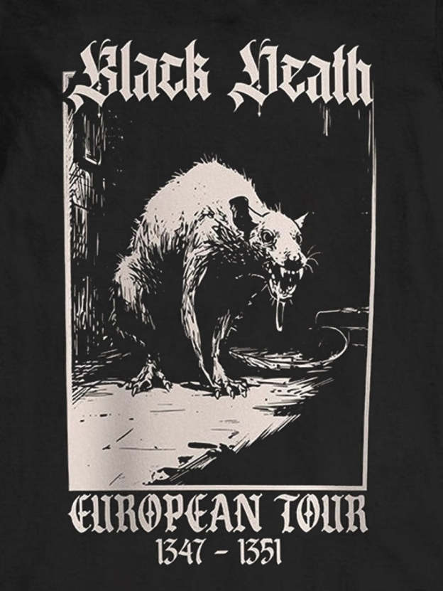 Black Death Medieval Rat Round Neck Short Sleeve Men's T-shirt