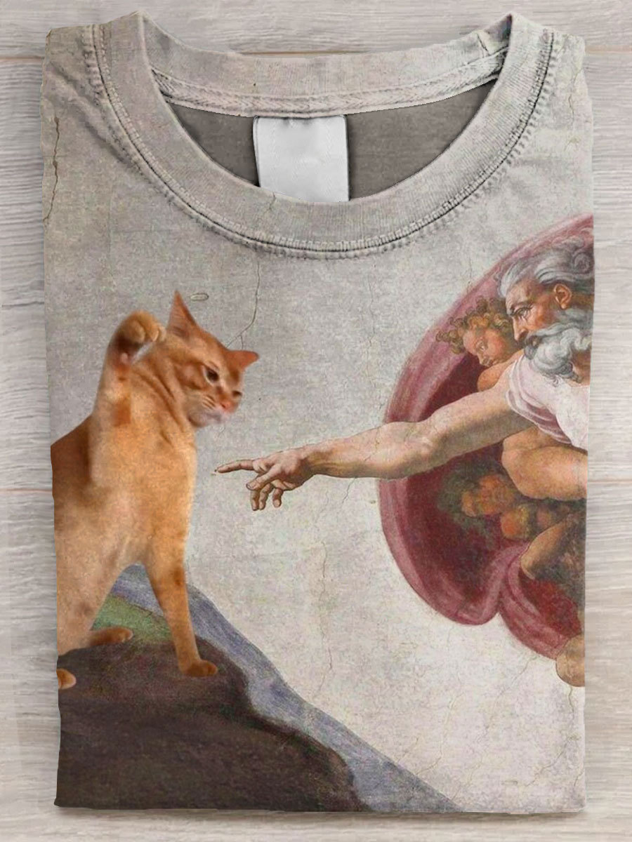 Vintage Funny Cat Art Print  Casual Tank Top