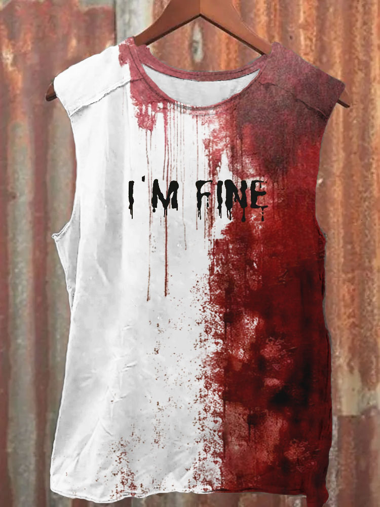 Men's Bloody I'm Fine Halloween Print Vest