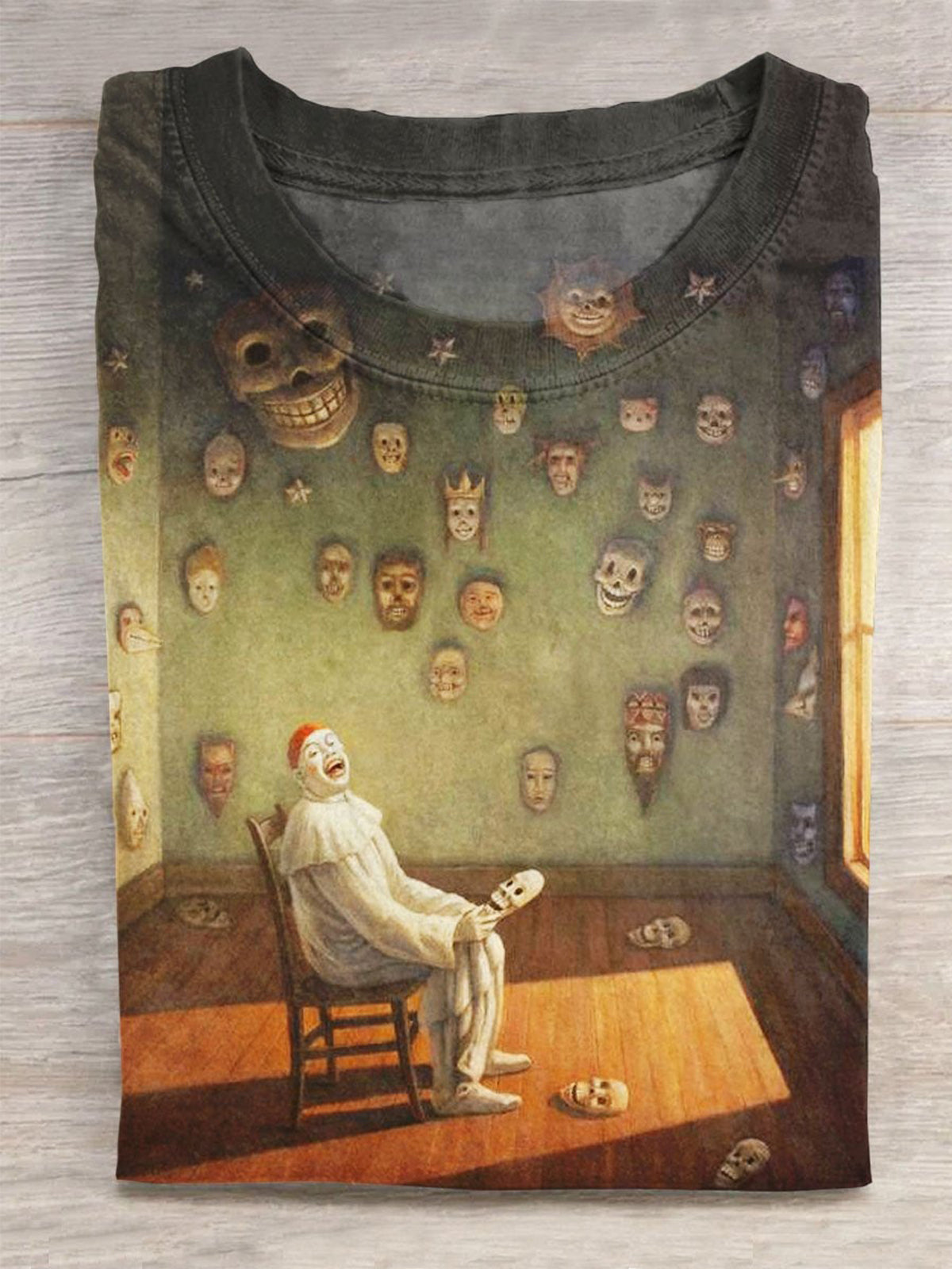Funny Clown Art Print Round Neck Short Sleeve Men's T-shirt