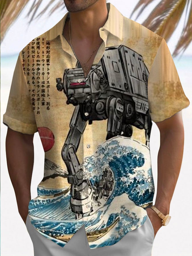 Star War Ukiyoe Resort Short Sleeve Pocket Shirt⭐.