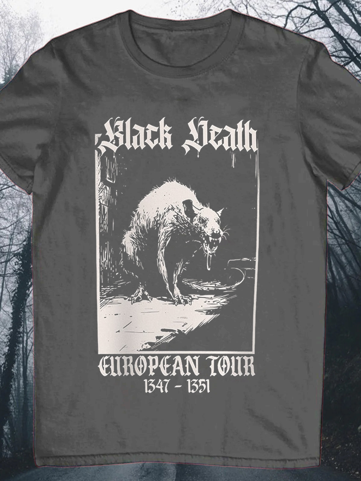 Black Death Medieval Rat Round Neck Short Sleeve Men's T-shirt