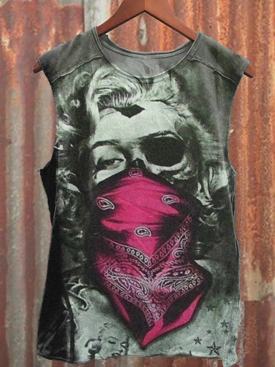 Unisex Retro Art Illustration Print Casual Tank Top