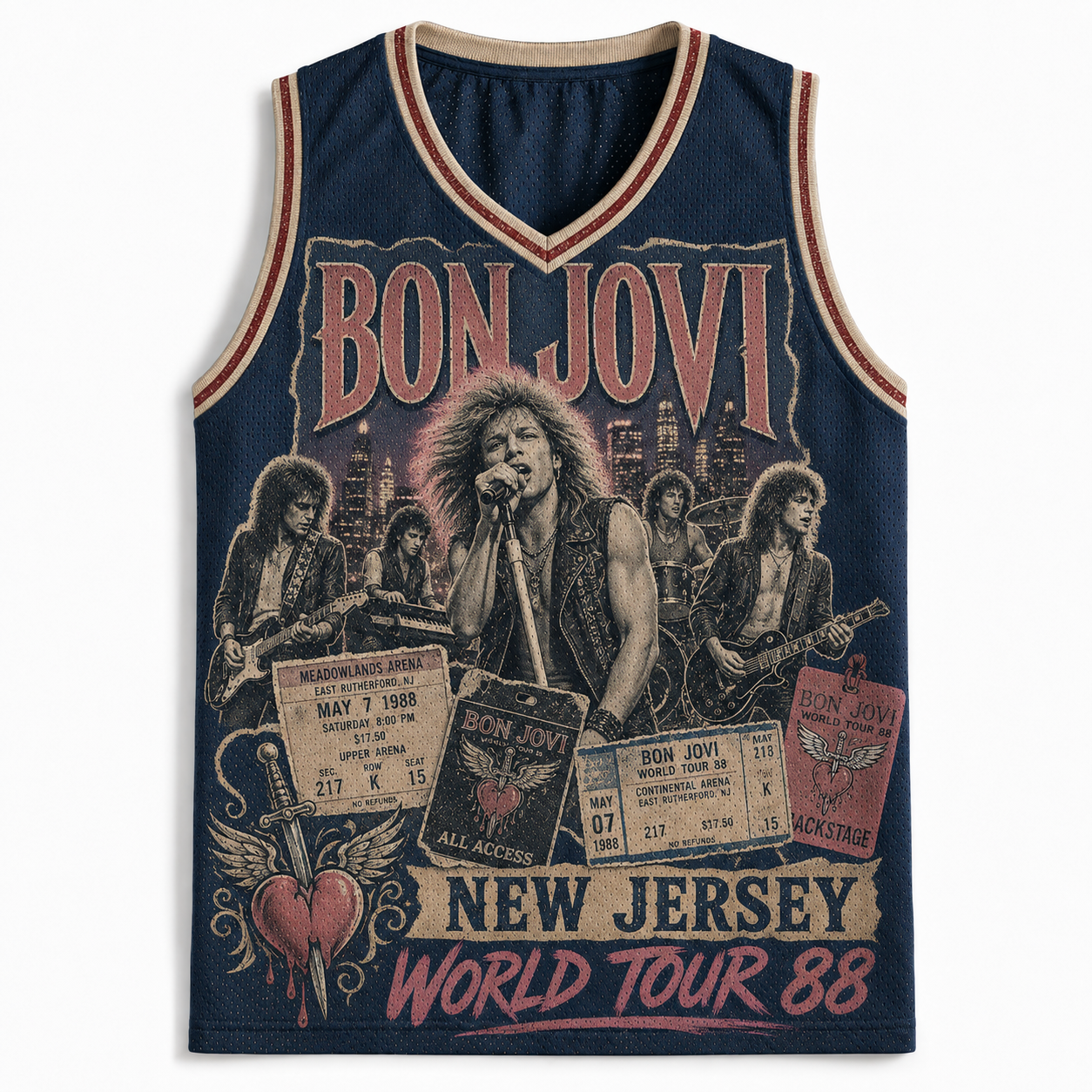 Vintage Bon Jovi New Jersey World Tour 88 Jersey Tank