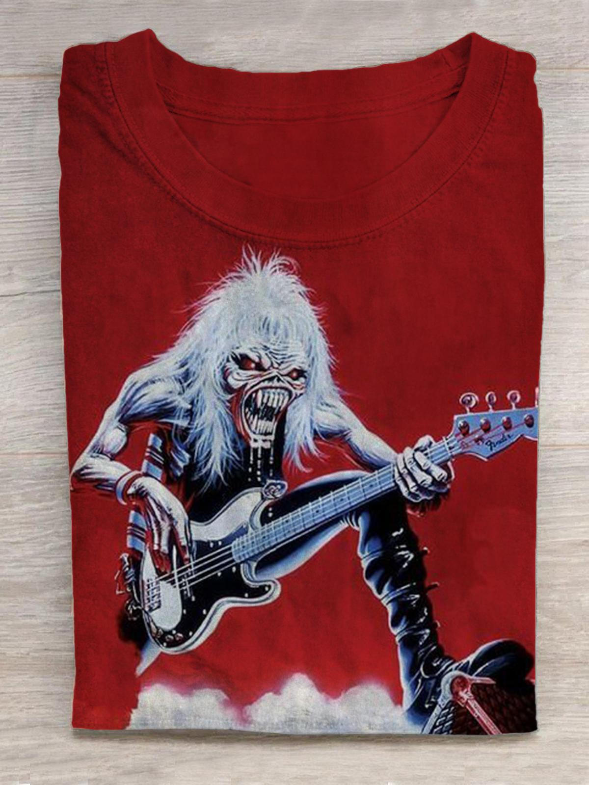 Skull Print Round Neck Short Sleeve Men's T-Shirt