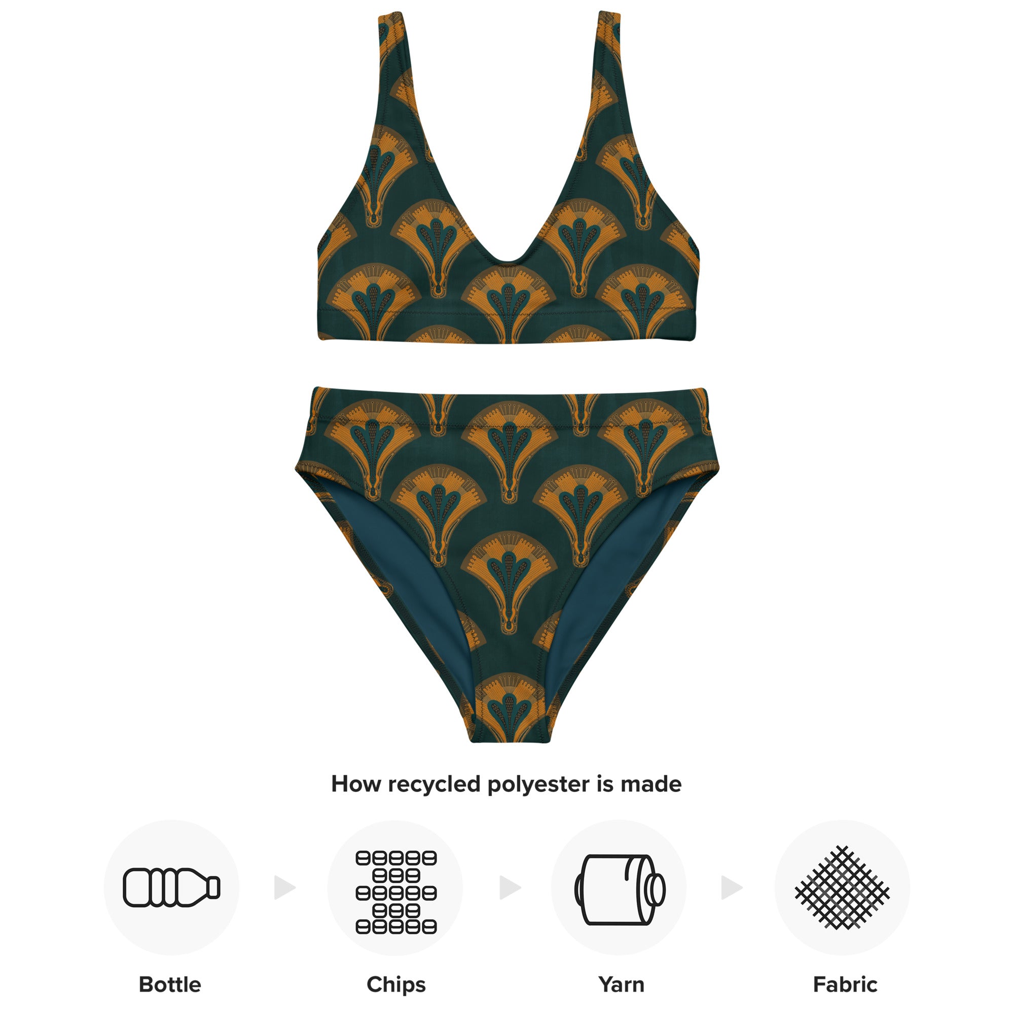 Recycled high-waisted bikini [Lunar Fan]