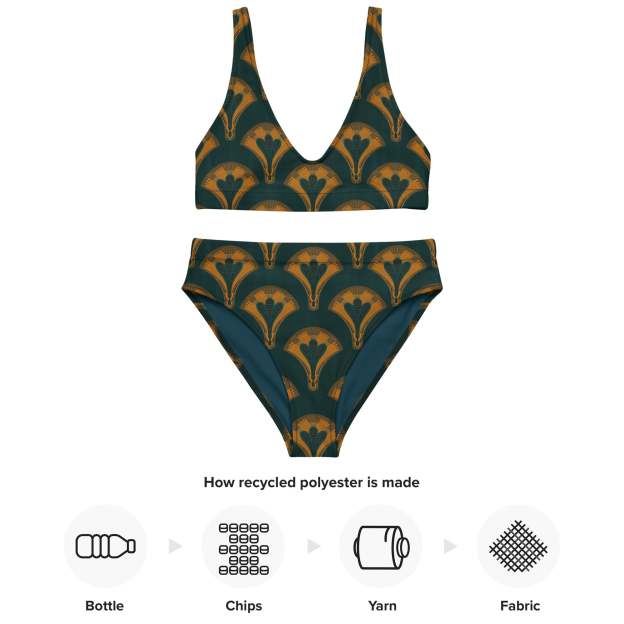 Recycled high-waisted bikini [Lunar Fan]