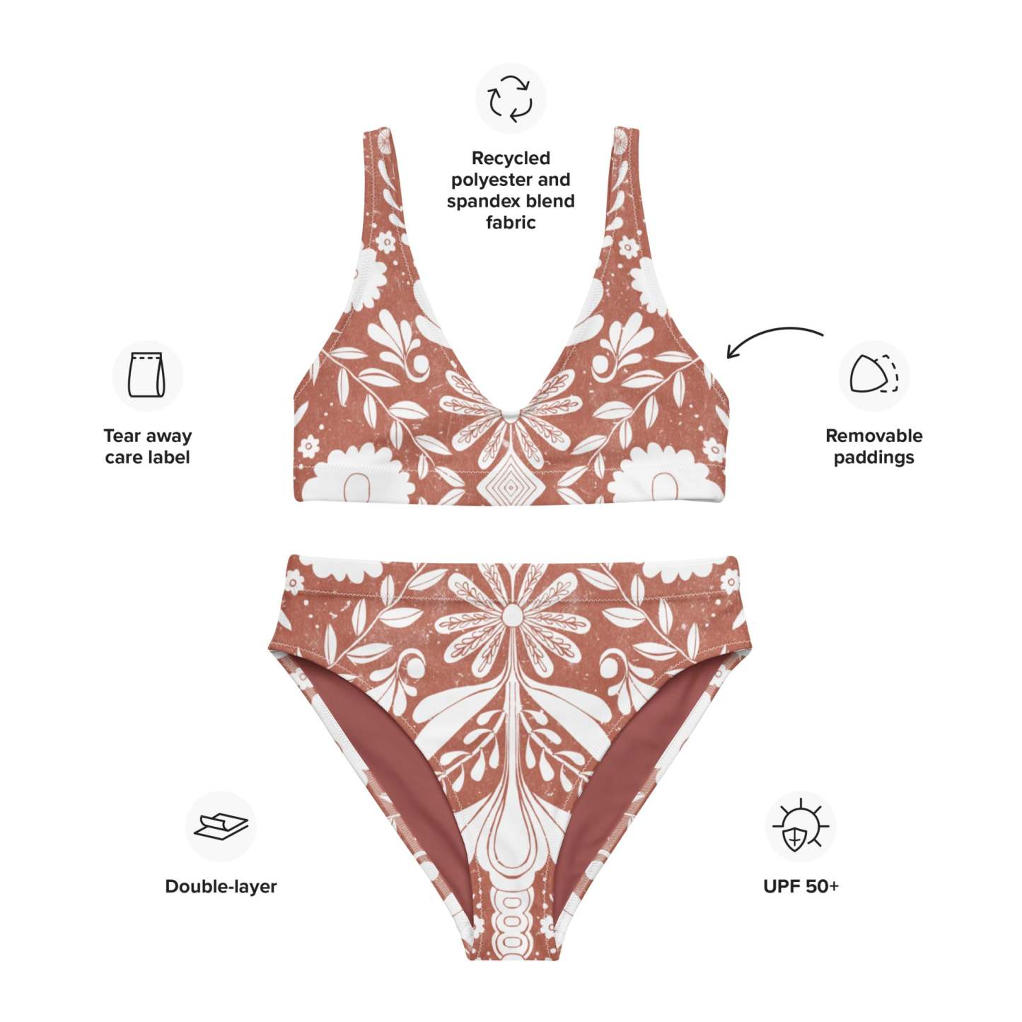 Recycled high-waisted bikini [Fire]