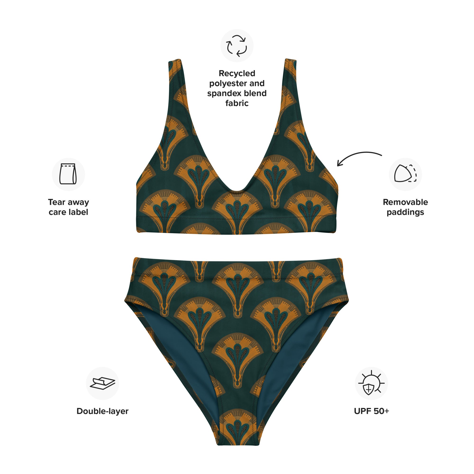 Recycled high-waisted bikini [Lunar Fan]