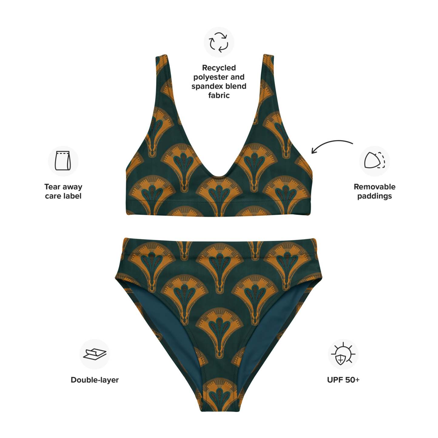 Recycled high-waisted bikini [Lunar Fan]