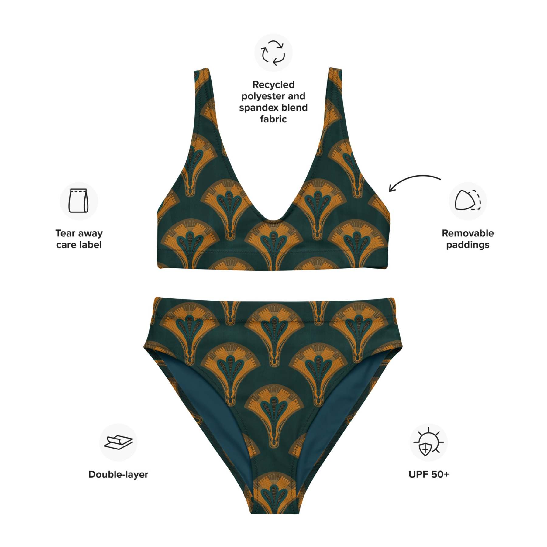 Recycled high-waisted bikini [Lunar Fan]