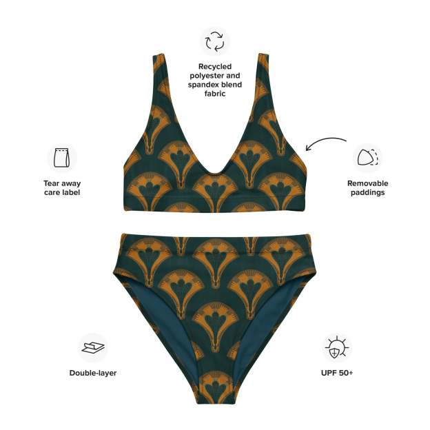 Recycled high-waisted bikini [Lunar Fan]