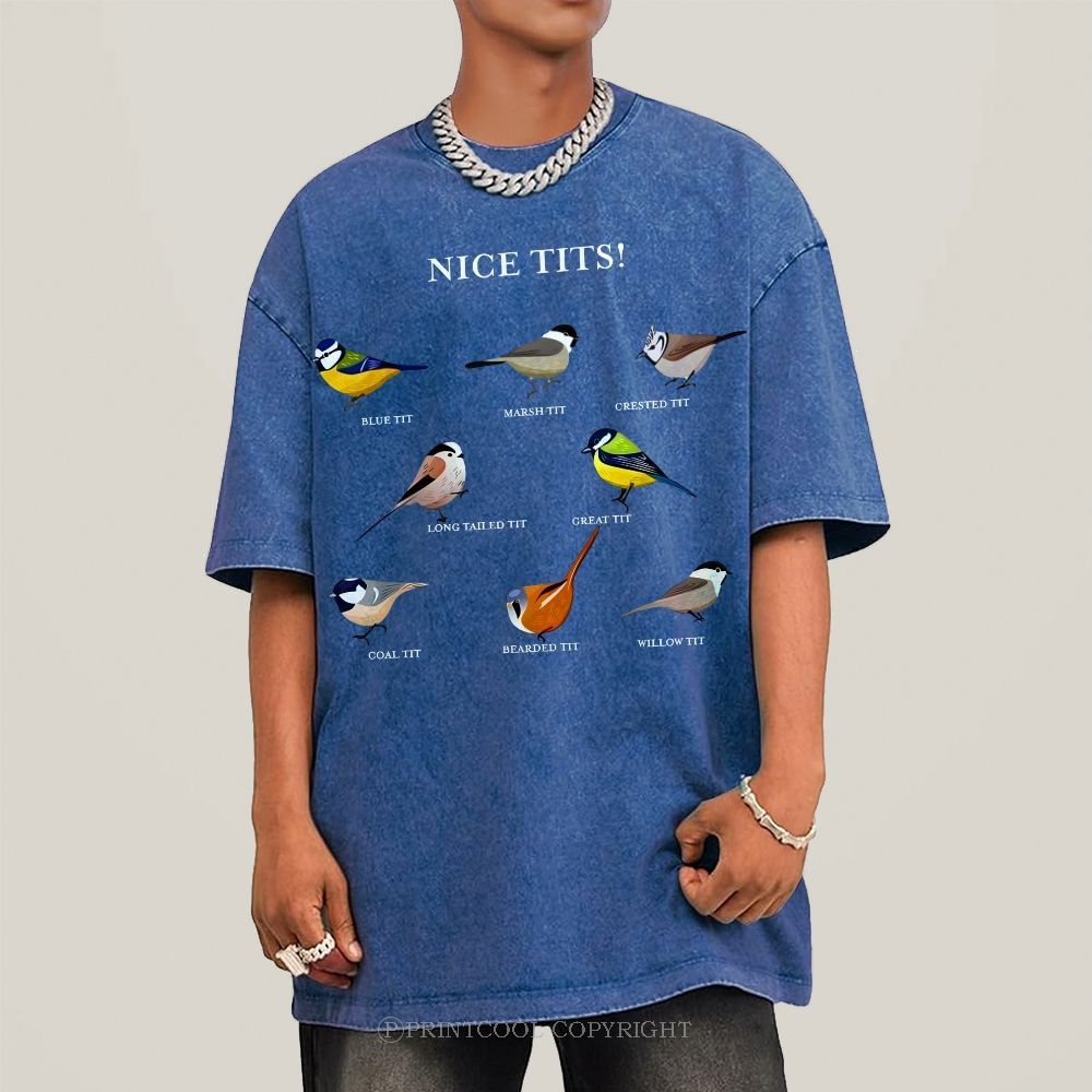 Nice Tits Unisex Vintage Washed Tee
