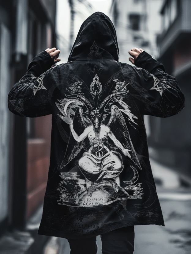 Men's Satanic Pentagram Casual Hooded Jacket
