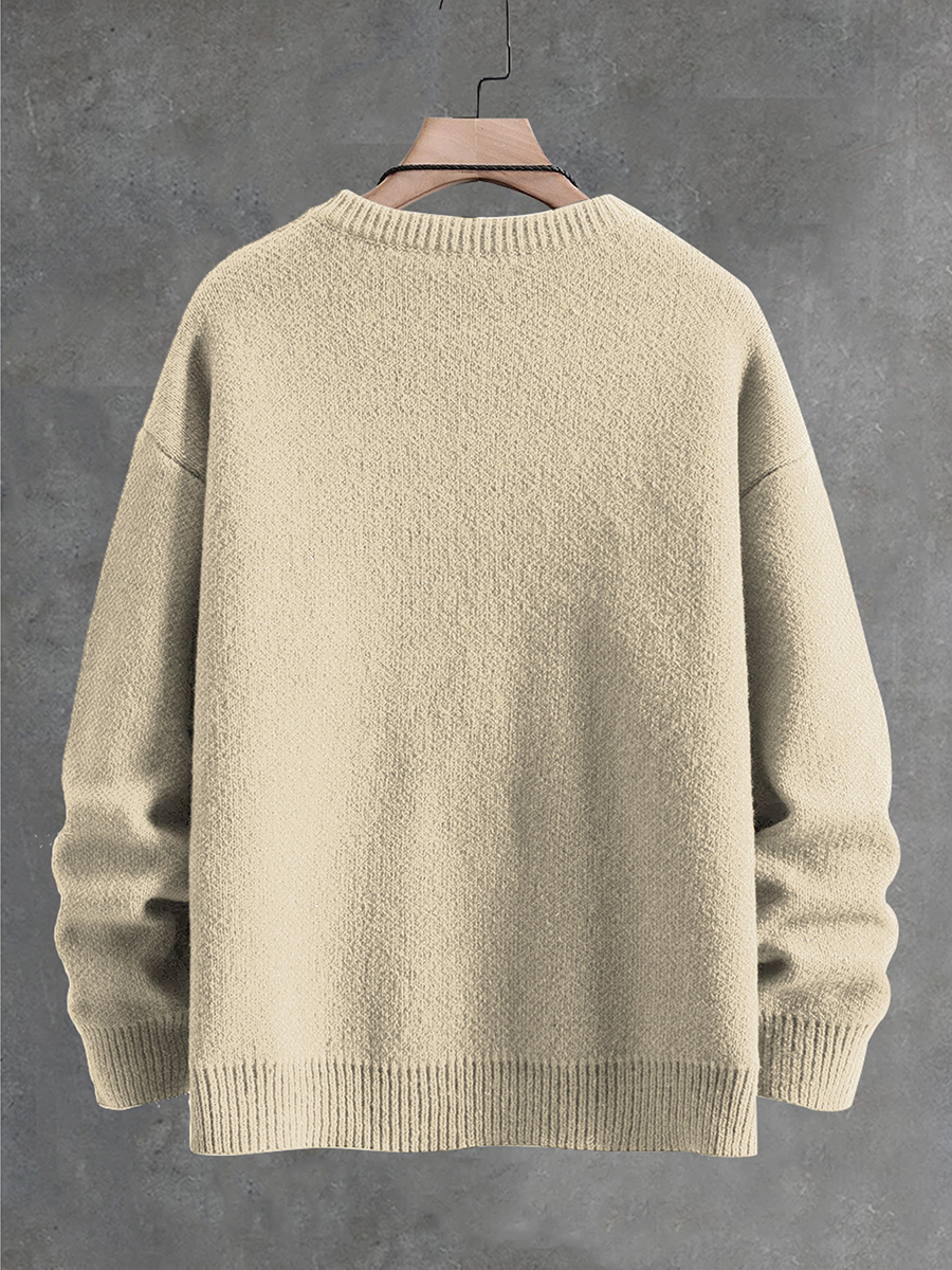 Fun Hashsquatch Green Bigfoot Print Knit Pullover Sweater