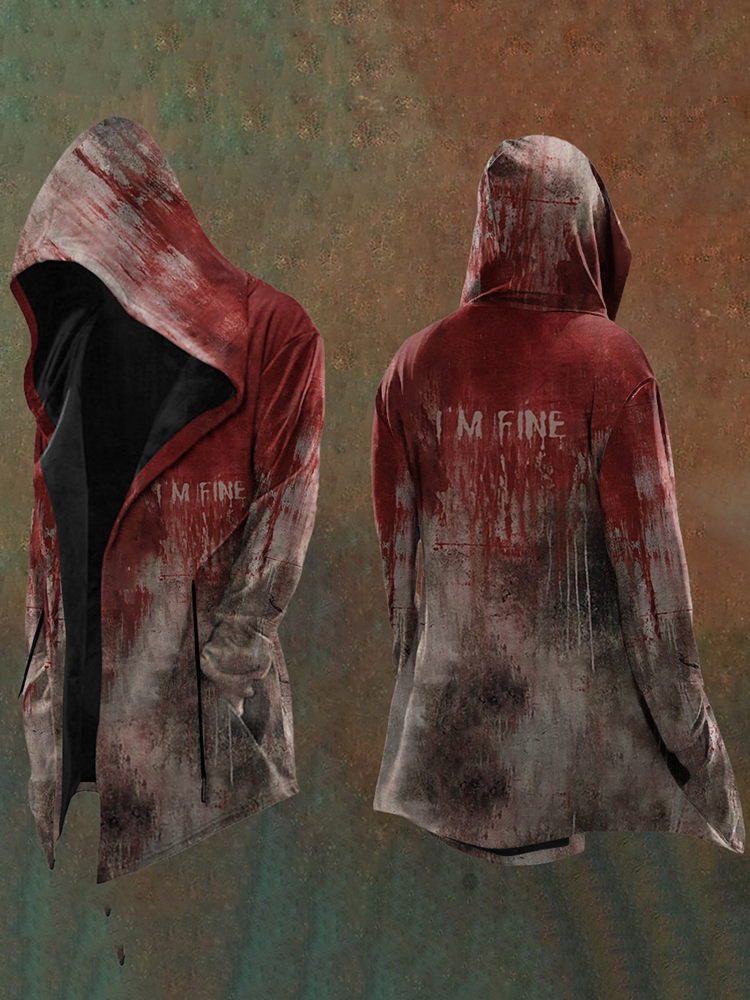 Men'S Bloody I AM FINE Print Causal Hooded Jacket