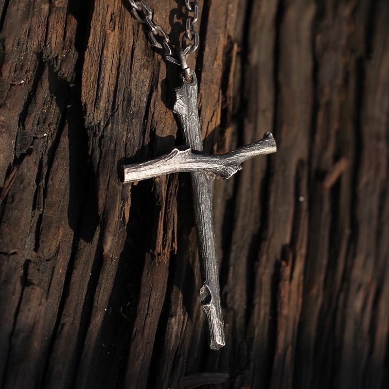 Wooden cross necklace