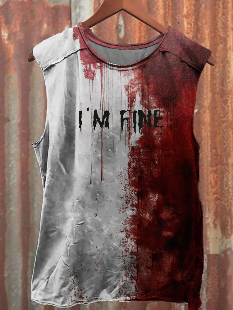 Men's Bloody I'm Fine Halloween Print Vest