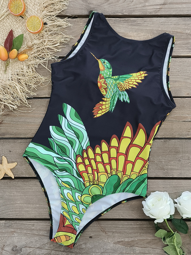 Women's Sleeveless One piece Minimalist Printed Swimwear