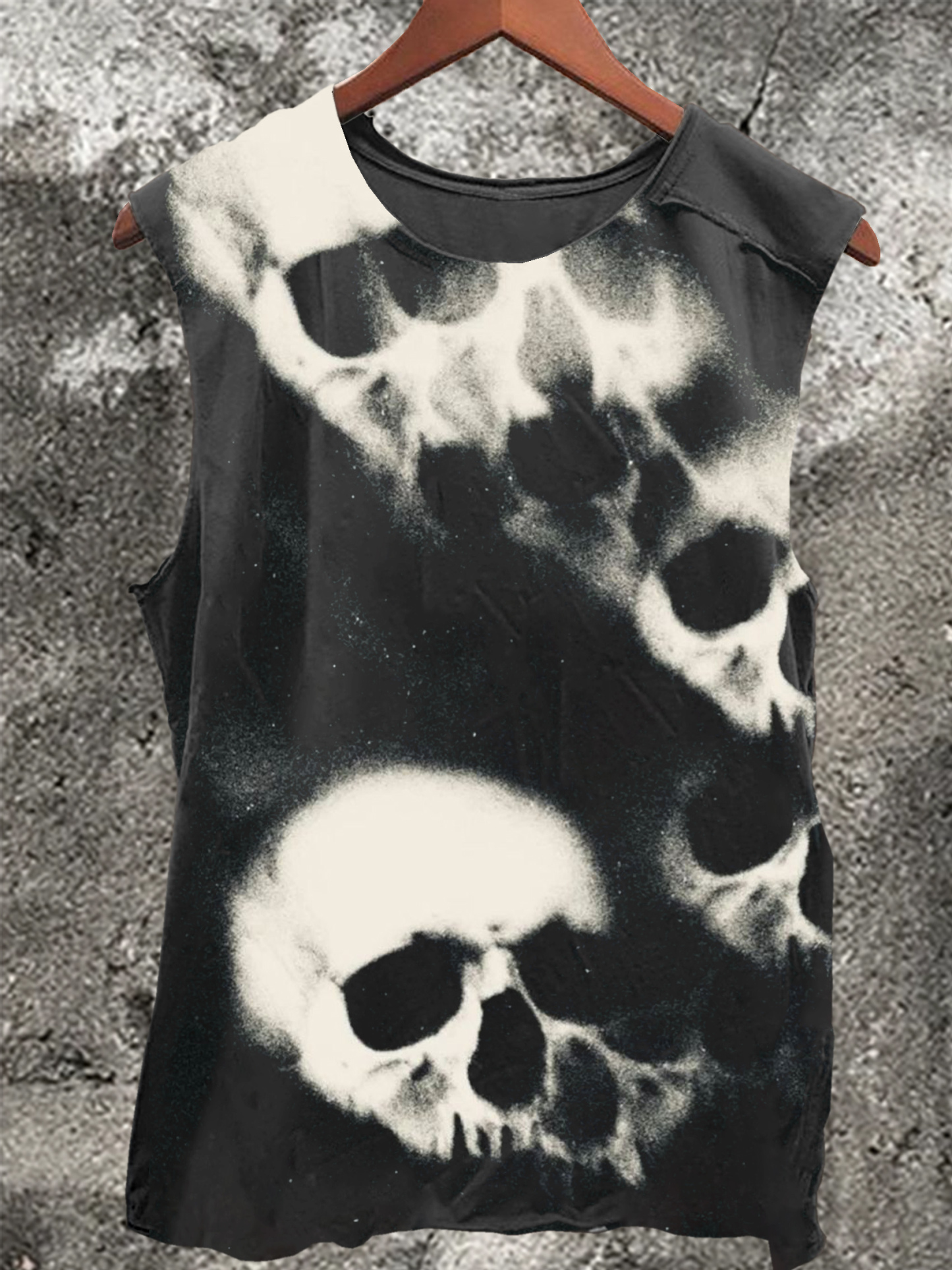 Vintage Skull Print 100% Cotton Casual Tank Top