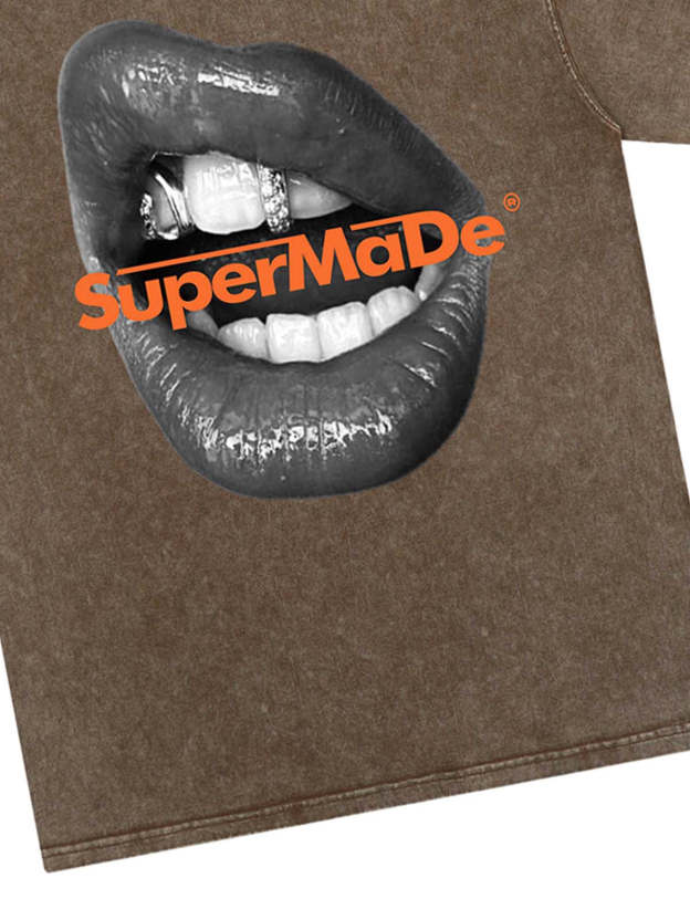 Lips Print Short Sleeve T-shirt -