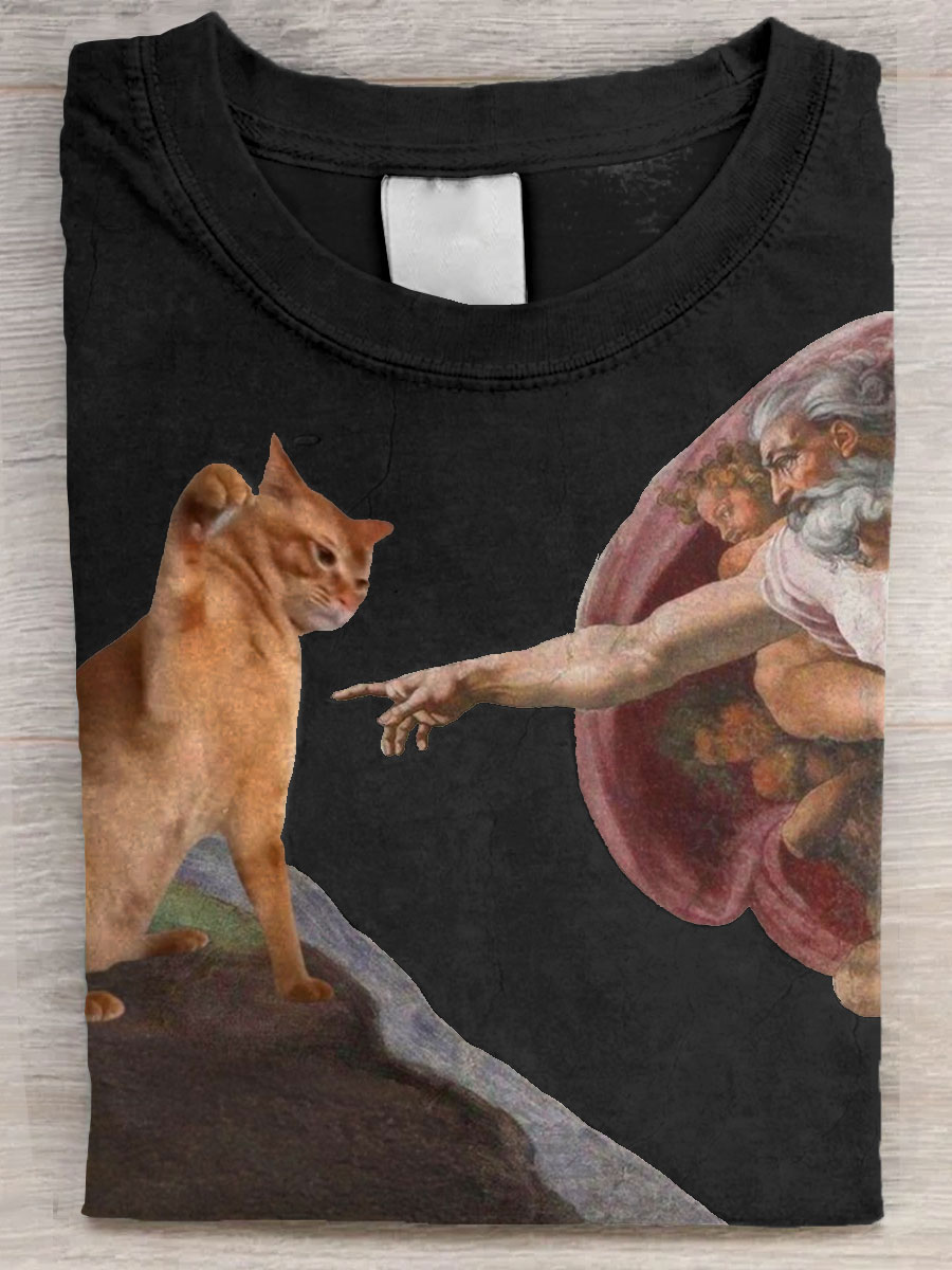 Vintage Funny Cat Art Print  Casual Tank Top