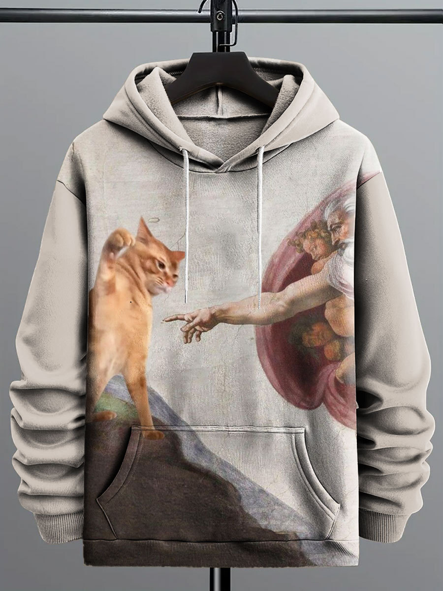 Vintage Funny Cat Art Print Casual  Sweatshirt