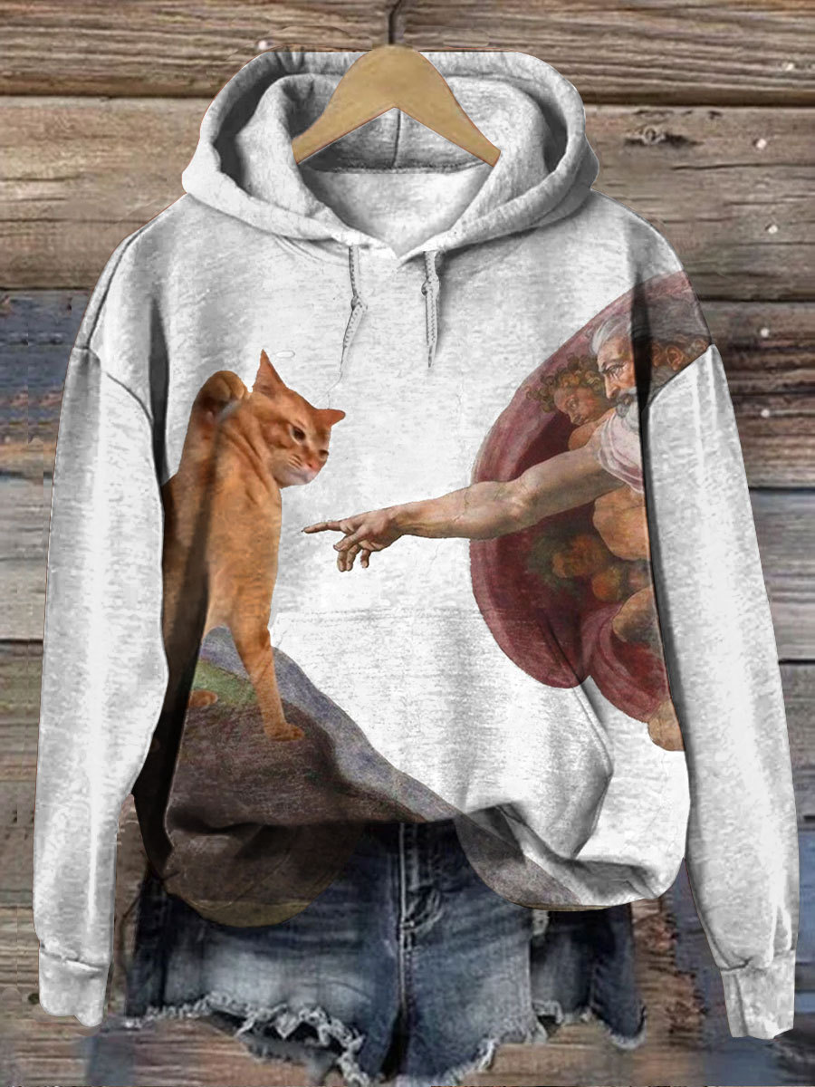 Vintage Funny Cat Art Print Casual  Sweatshirt