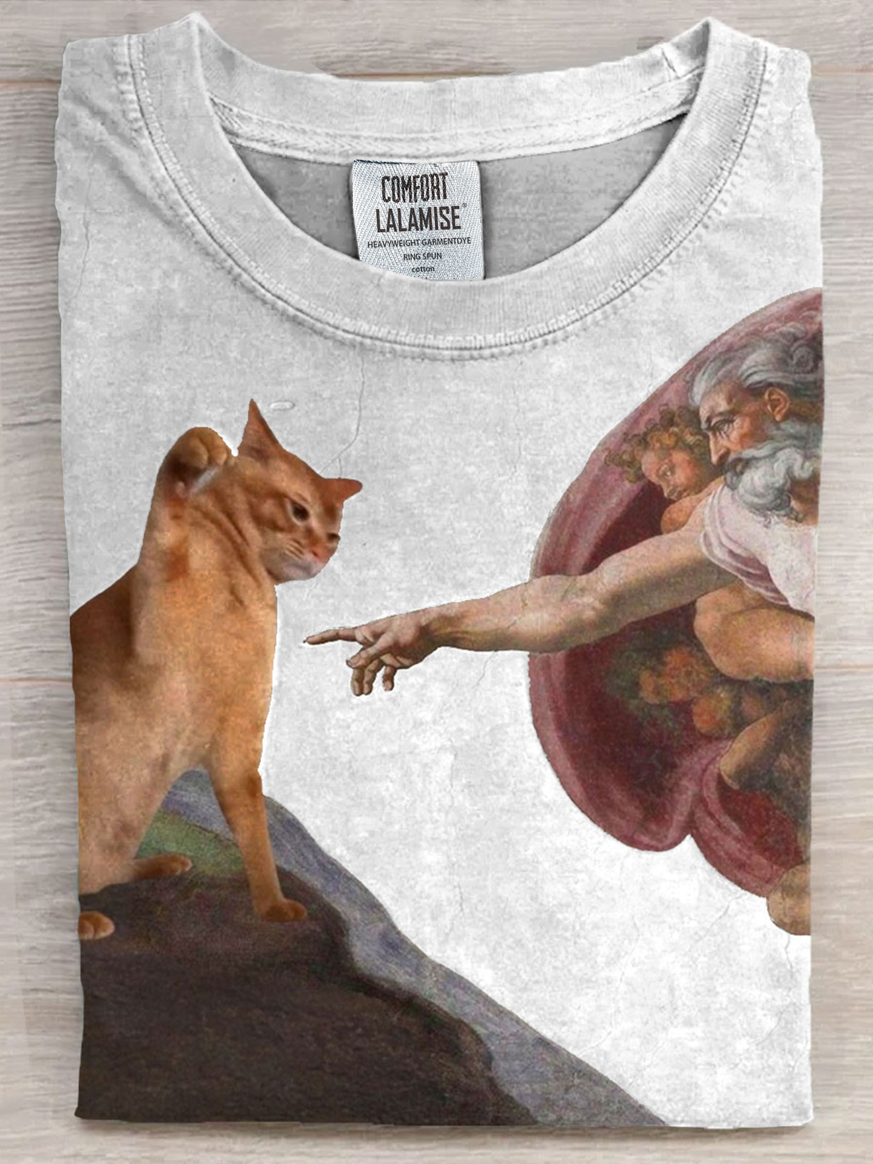 Vintage Funny Cat Art Print Casaul Short Sleeve T-shirt