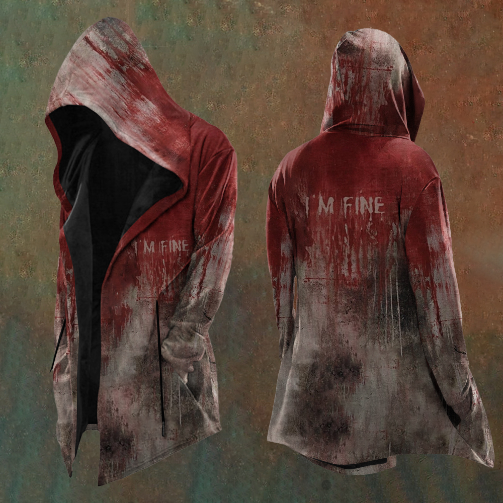 Men'S Bloody I AM FINE Print Causal Hooded Jacket