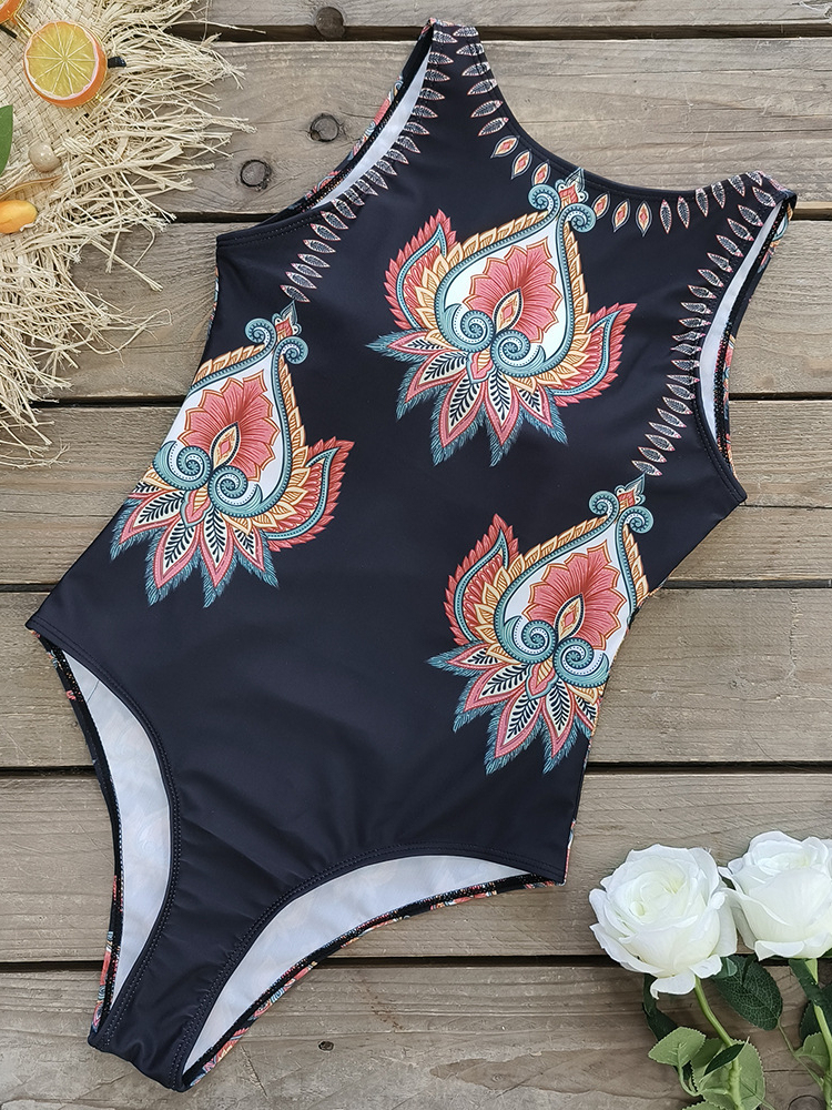 Women's Sleeveless One piece Minimalist Printed Swimwear