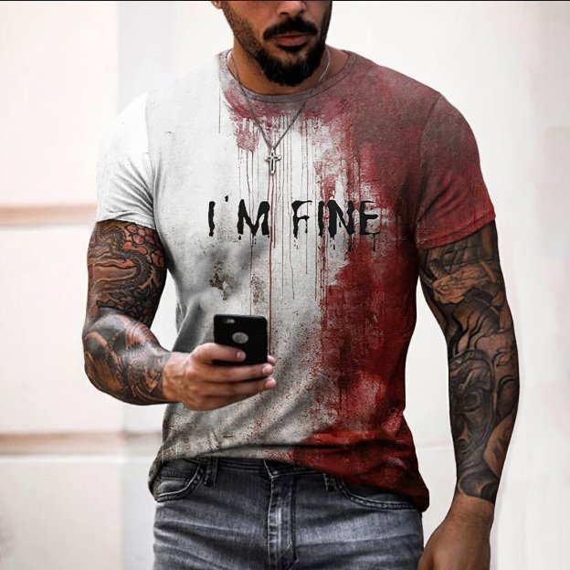 Men's Bloody I'm Fine Halloween Print T-Shirt