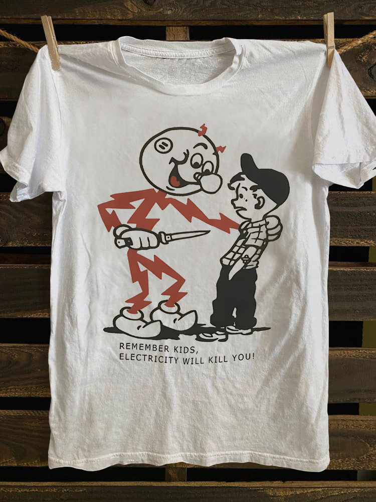 Don’t Fuck with Mr. Electricity Funny Retro Vintage White T-shirt