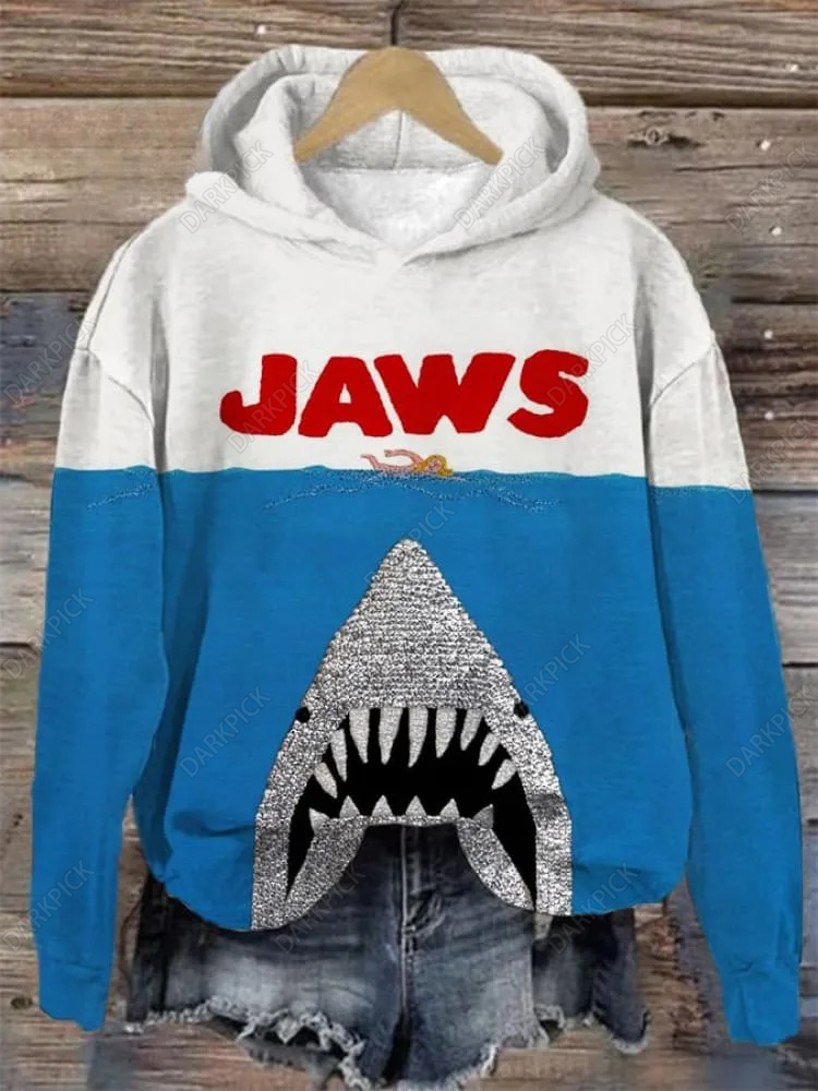 Unisex Shark Ocean Print Long Sleeve Sweatshirt