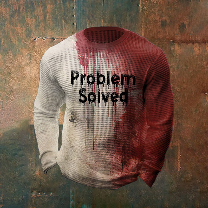 Men's Bloody Problem Solved Halloween Waffle Long Sleeve T-shirt