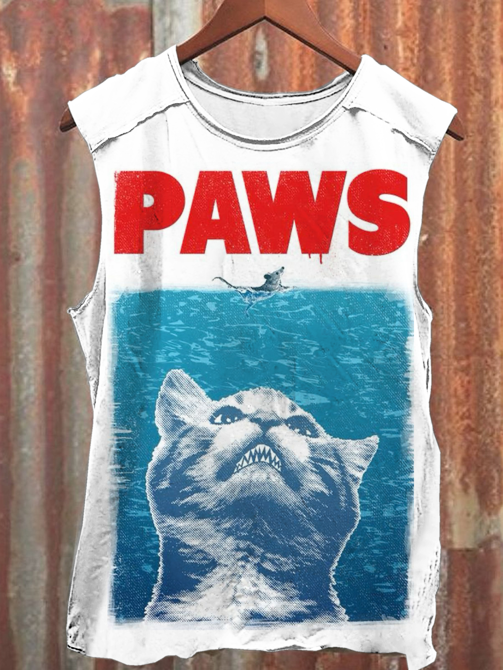 Paws Cat Print 100% Cotton Casual Tank Top