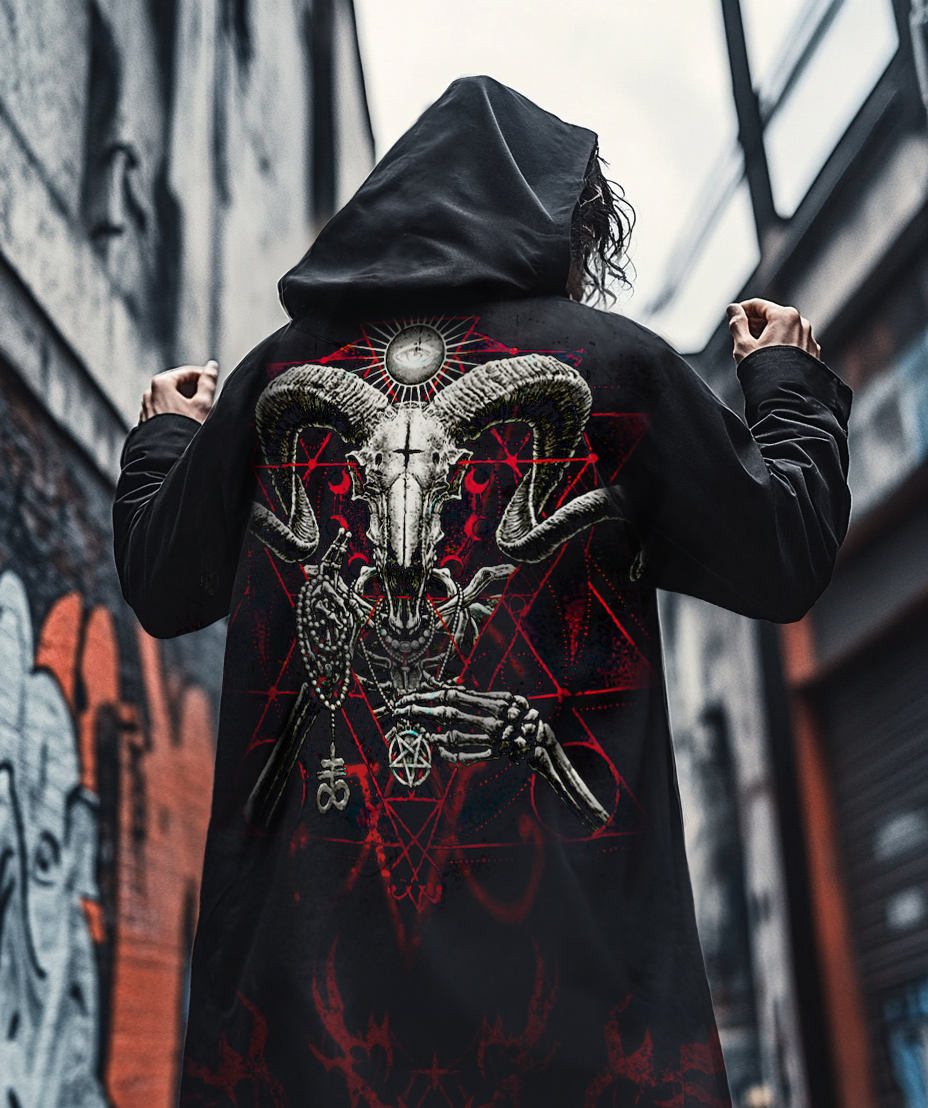 Men's Satanic Devil Goat Casual Hooded Jacket