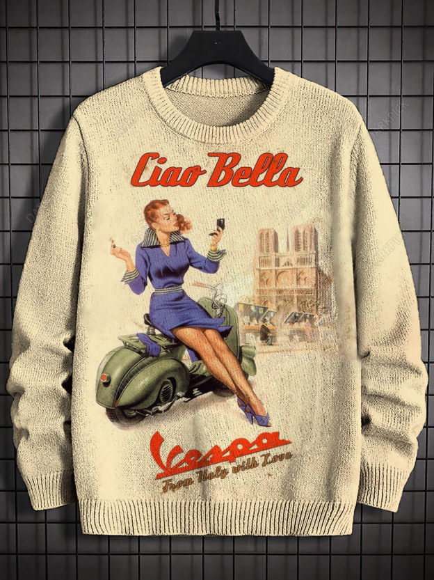 Men's Ciao Bella Art Print Knit Sweatshirt