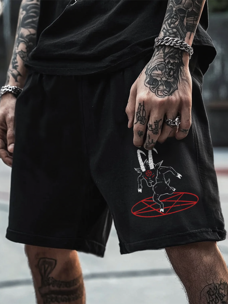 Satanic Skull Devil Pentagram Dark Digital 3D Printed Shorts
