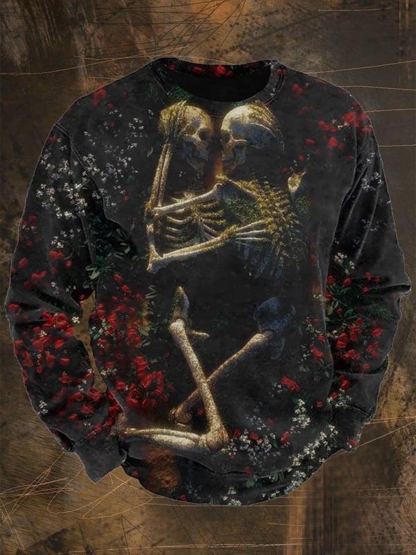 Men's Vintage Skull Print Long Sleeve Sweatshirt