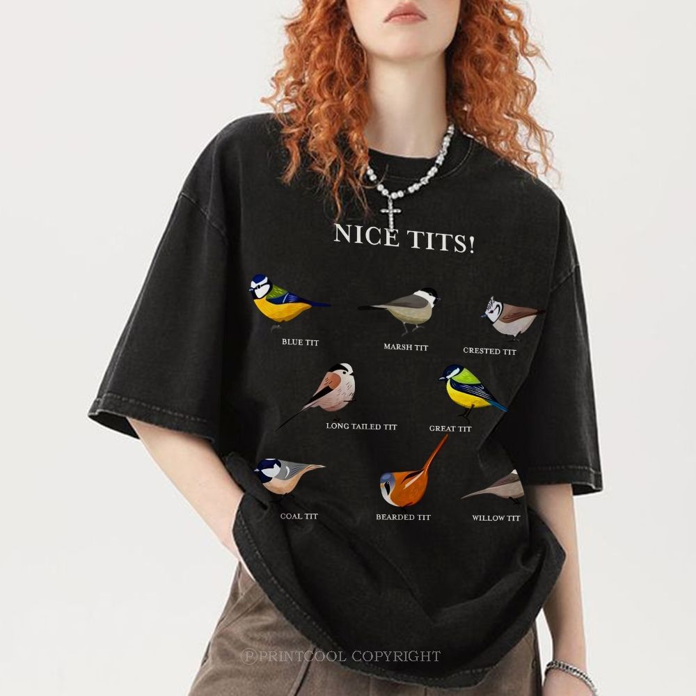 Nice Tits Unisex Vintage Washed Tee
