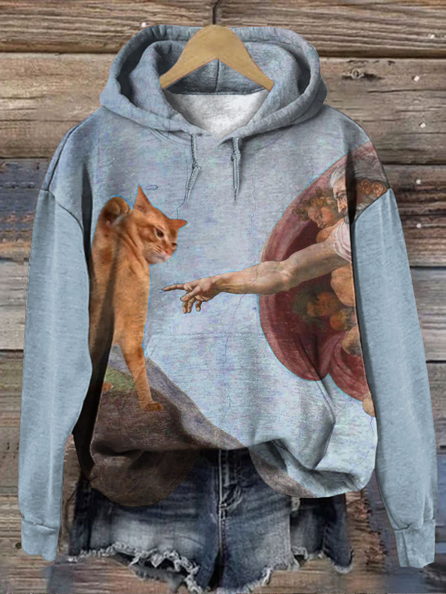 Vintage Funny Cat Art Print Casual  Sweatshirt