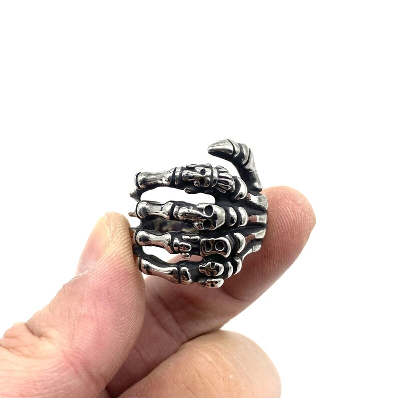 Stainless Steel Hand Ring - Majestic Men's Palm Skull Ring