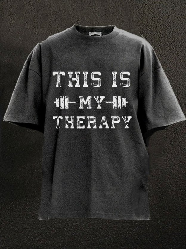 Men's This Is My Therapy Gym Printed T-Shirt