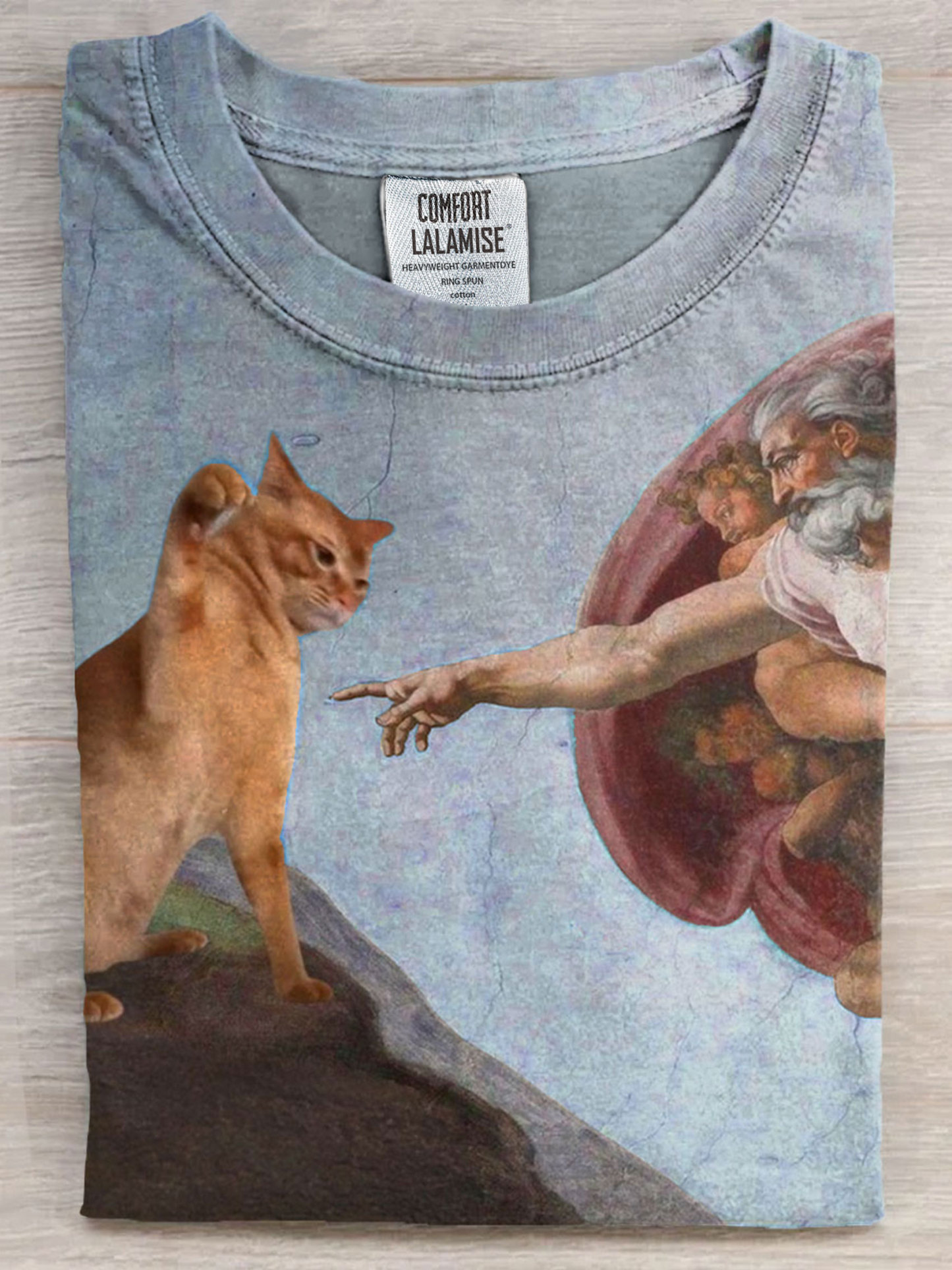 Vintage Funny Cat Art Print Casaul Short Sleeve T-shirt