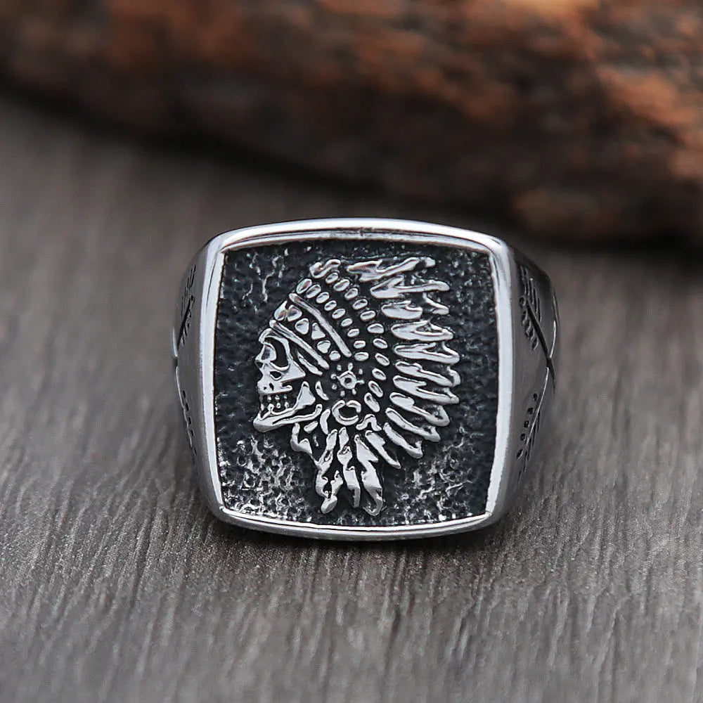 Vintage Indian Chief Skull Ring