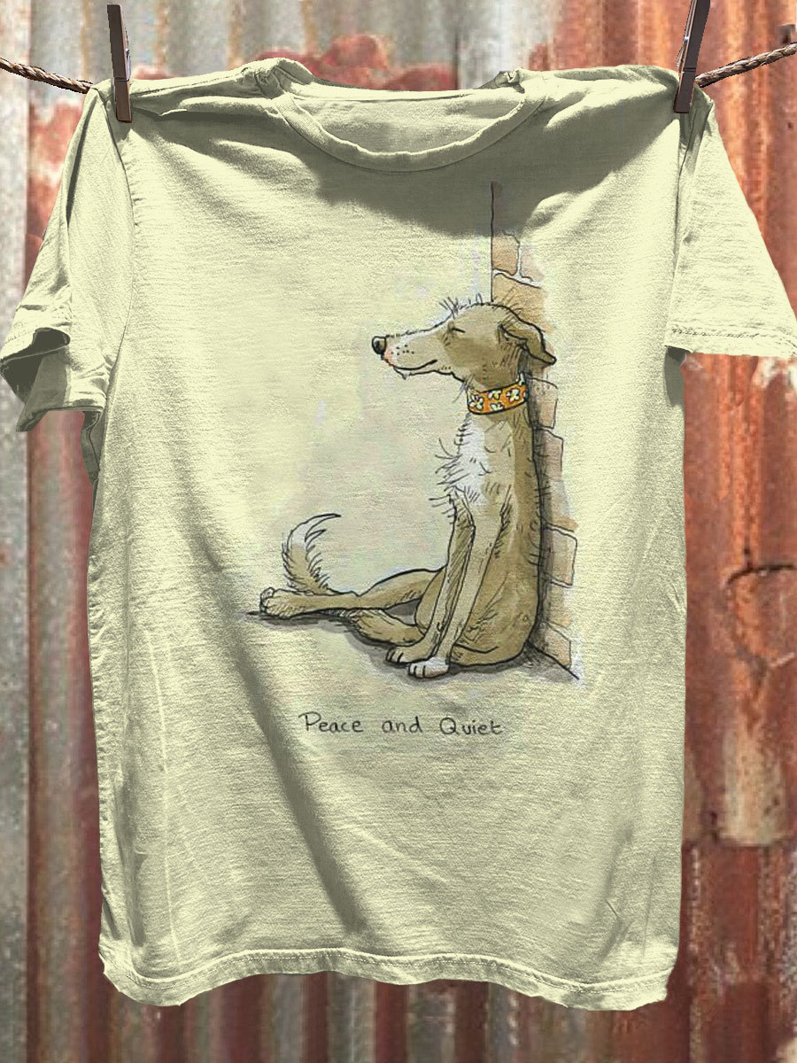 Peace And Quiet Dog Art Print Casaul Short Sleeve T-shirt
