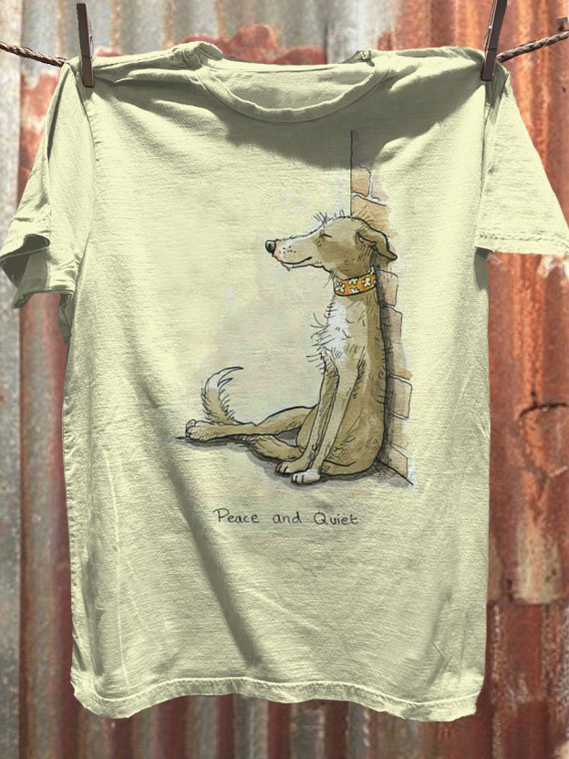 Peace And Quiet Dog Art Print Casaul Short Sleeve T-shirt