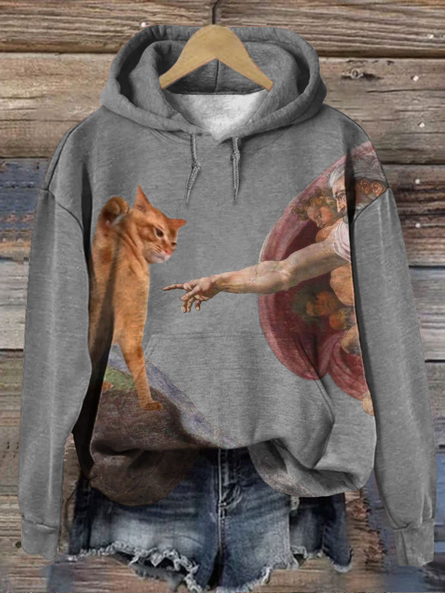 Vintage Funny Cat Art Print Casaul Short Sleeve T-shirt